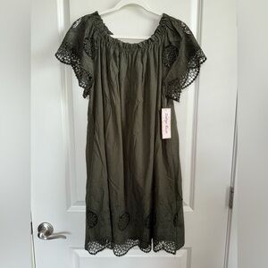 Women’s 3X Indigo Rose Green Lace Trim Dress NWT